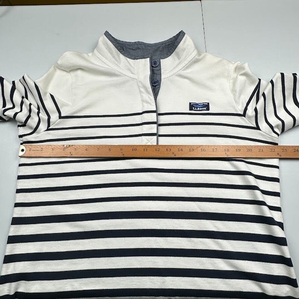 LL Bean Sweater Womens Extra Large White Navy Striped Rugby Soft Cotton Preppy - Picture 10 of 12